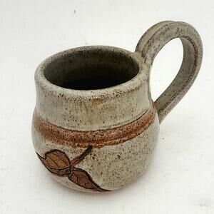 Studio Art Mug rustic pottery pp Glazed Farmhouse country mid century leaf Fall